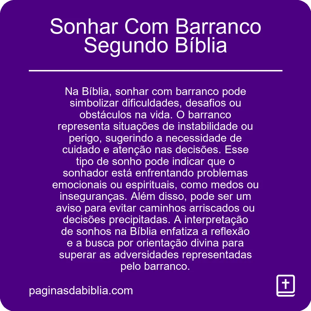 Sonhar Com Barranco Segundo Bíblia