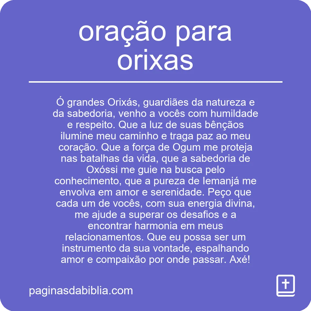 oração para orixas