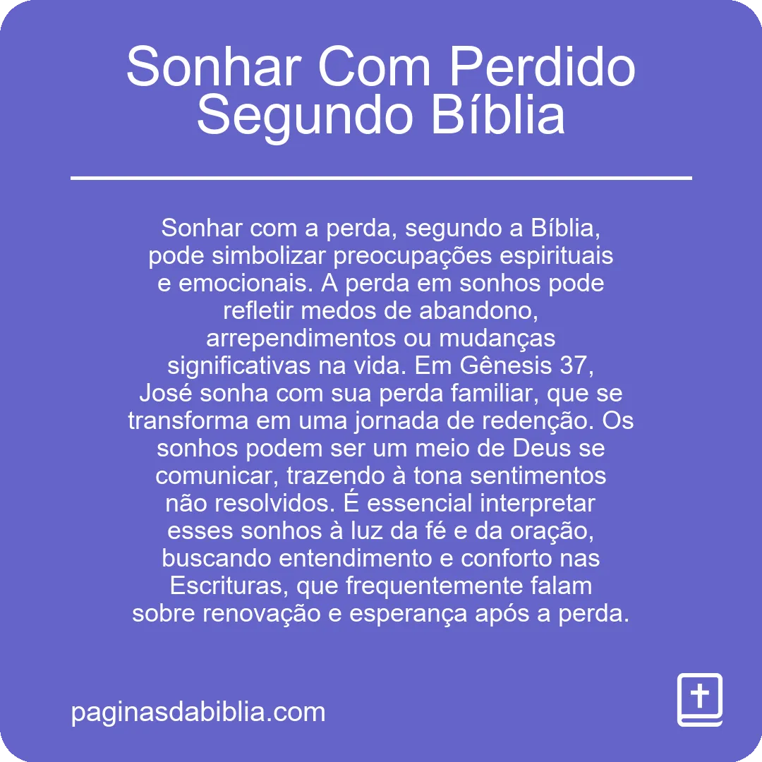 Sonhar Com Perdido Segundo Bíblia