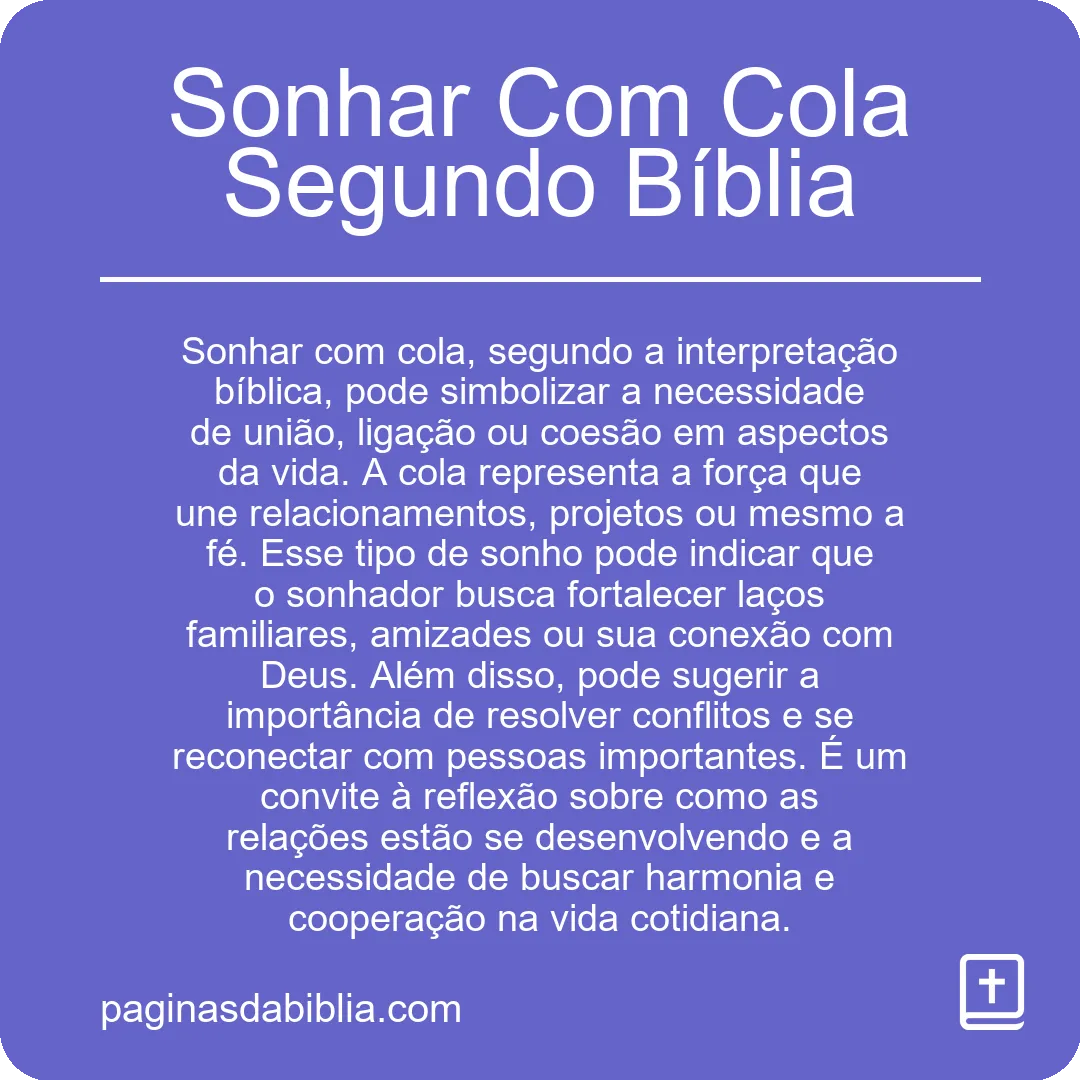 Sonhar Com Cola Segundo Bíblia