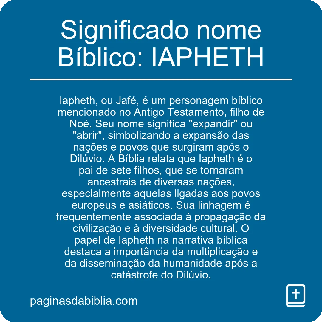 Significado nome Bíblico: IAPHETH