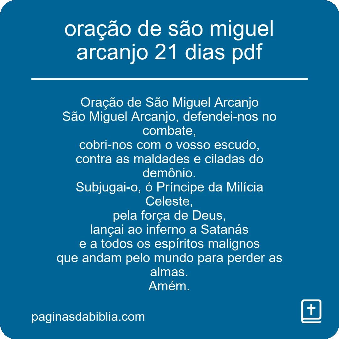 oração de são miguel arcanjo 21 dias pdf