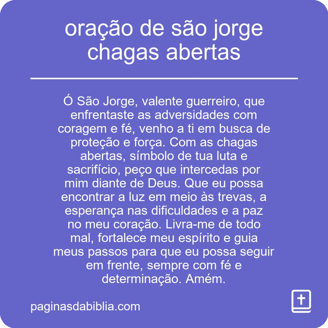 oração de são jorge chagas abertas