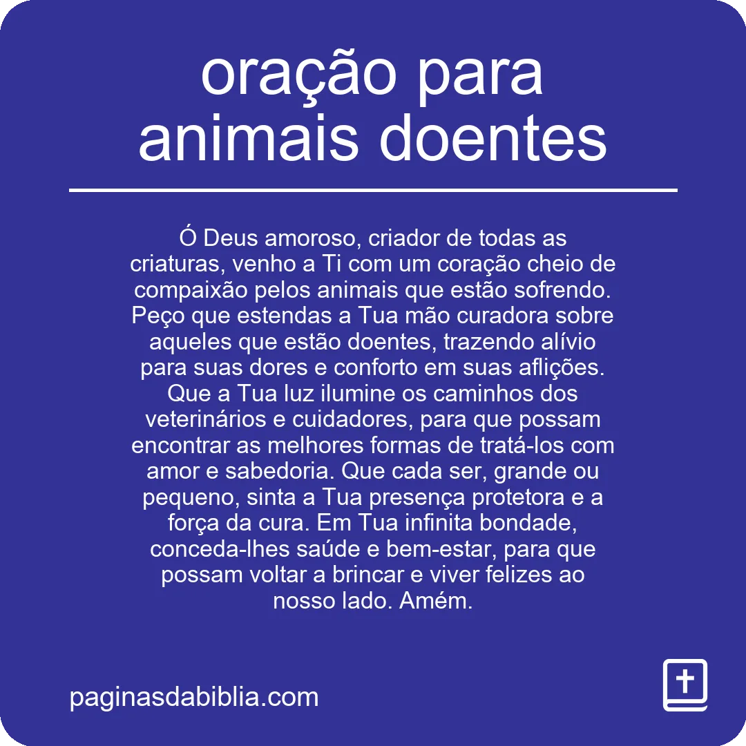 oração para animais doentes