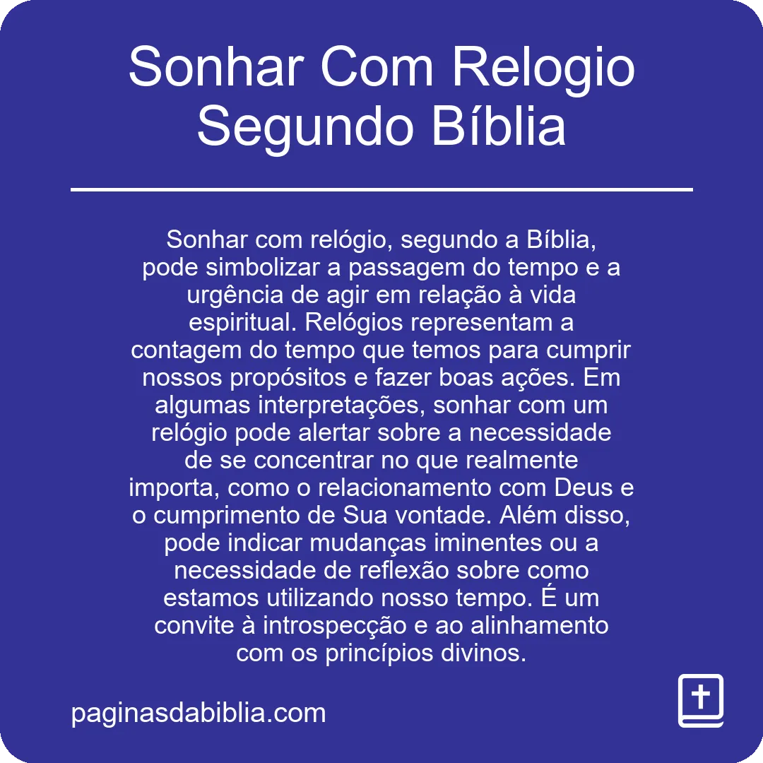 Sonhar Com Relogio Segundo Bíblia