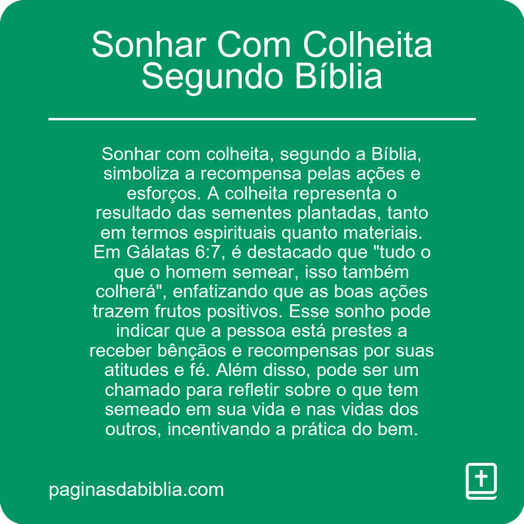 Sonhar Com Colheita Segundo Bíblia