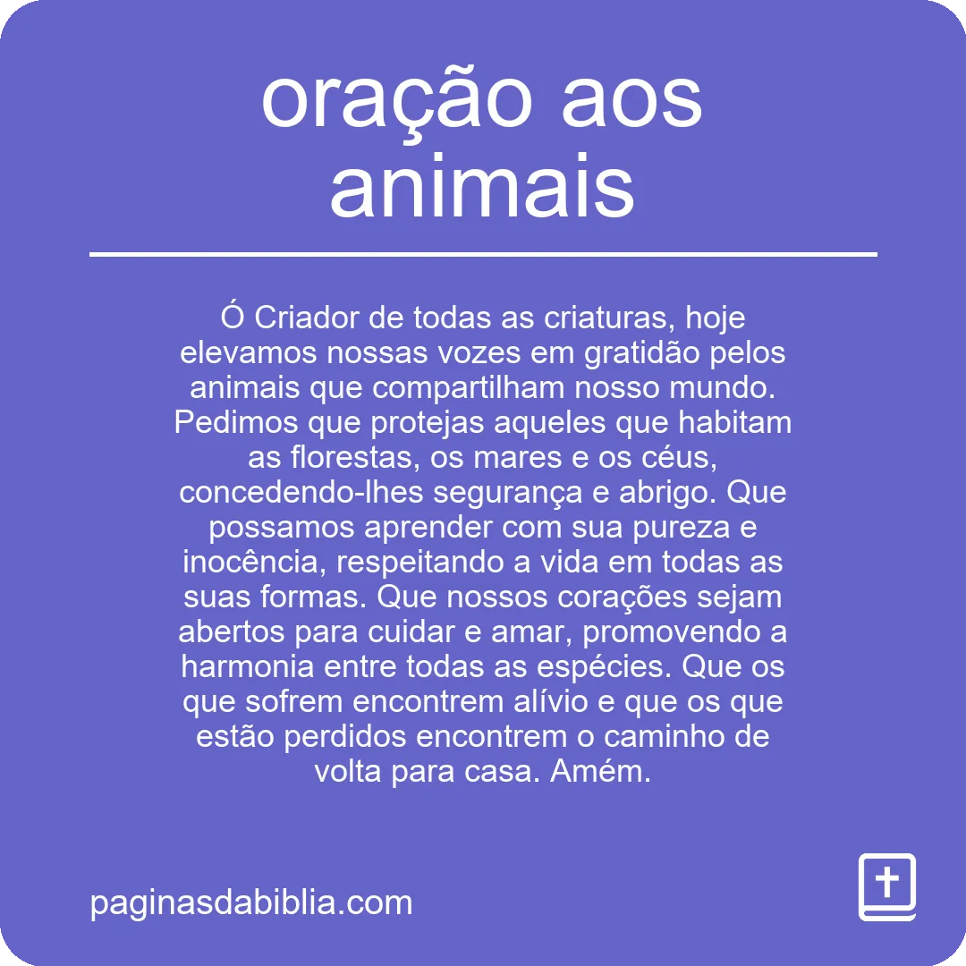 oração aos animais