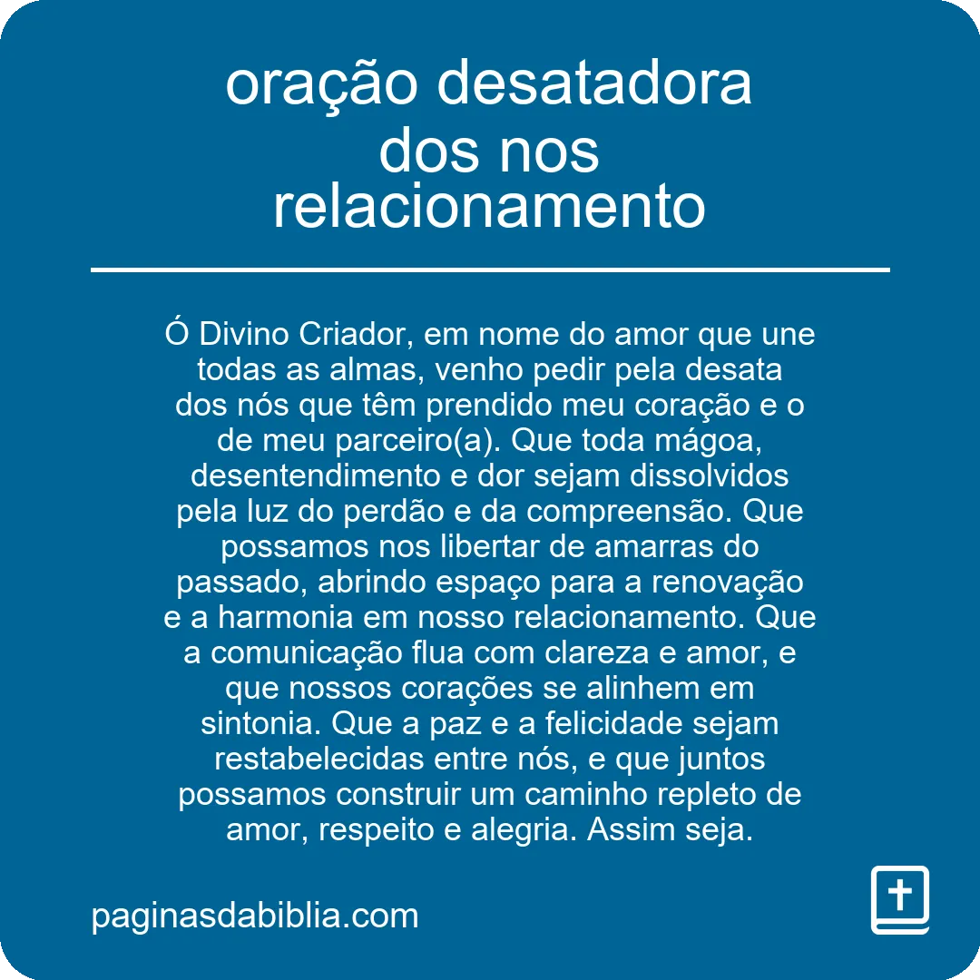 oração desatadora dos nos relacionamento