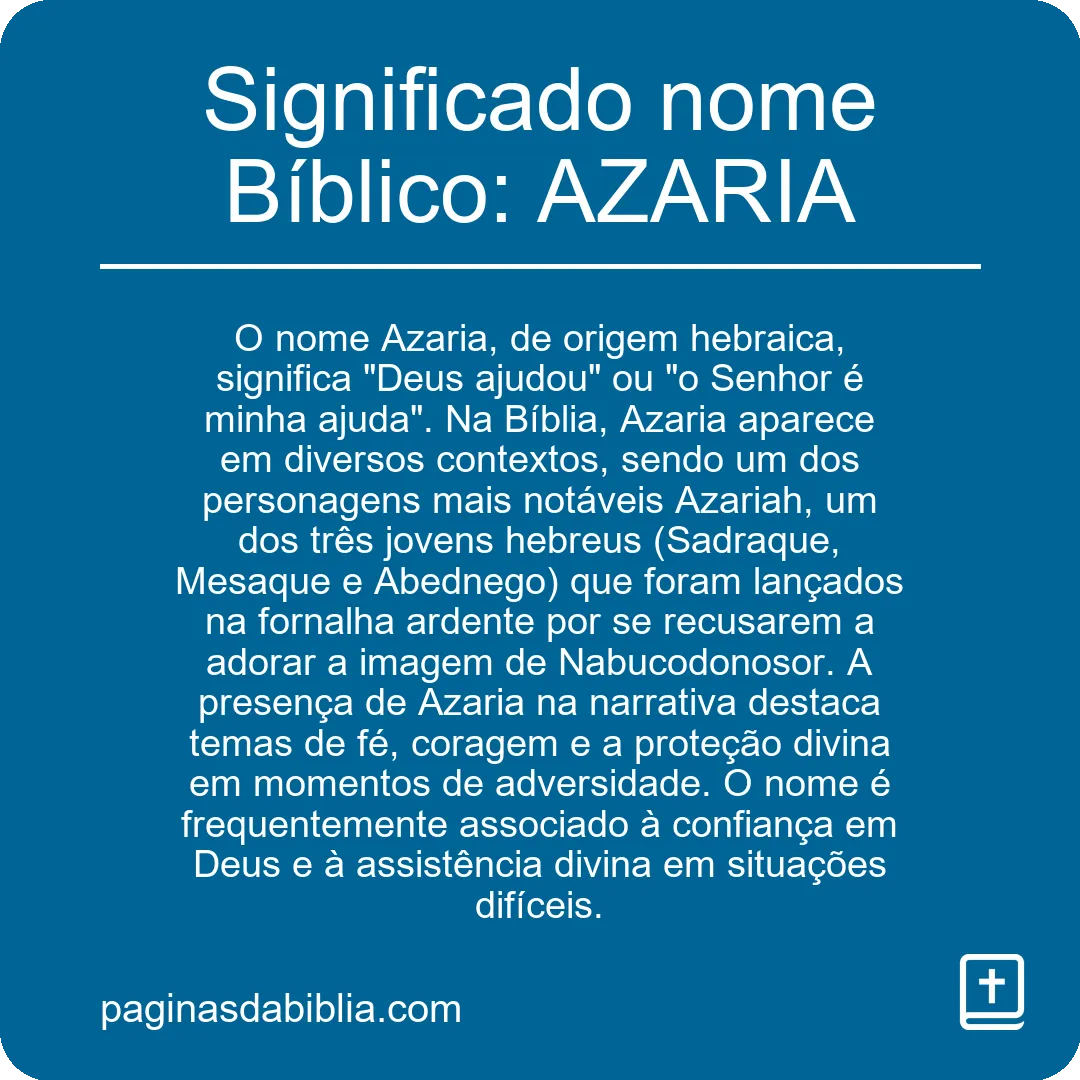 Significado nome Bíblico: AZARIA