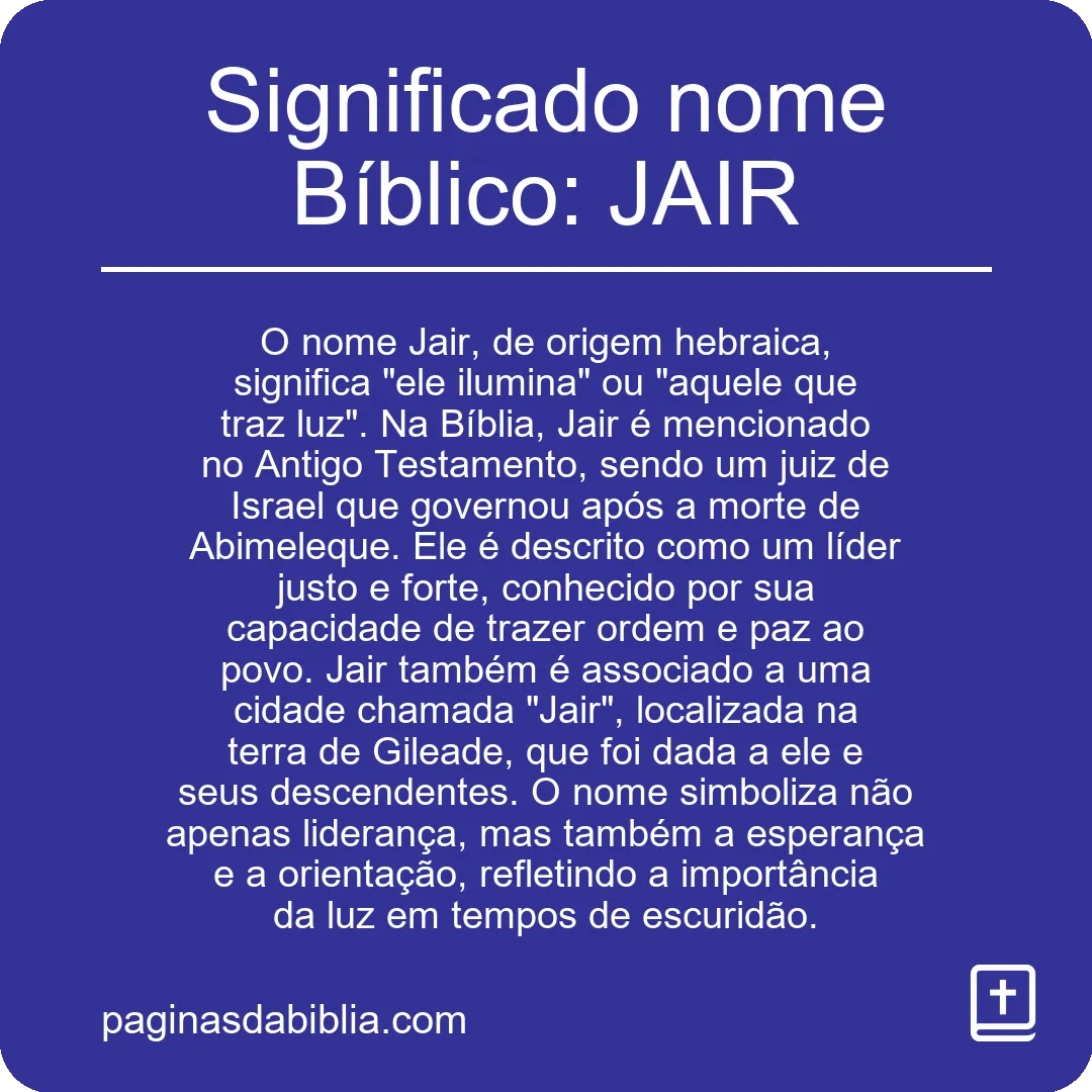 Significado nome Bíblico: JAIR