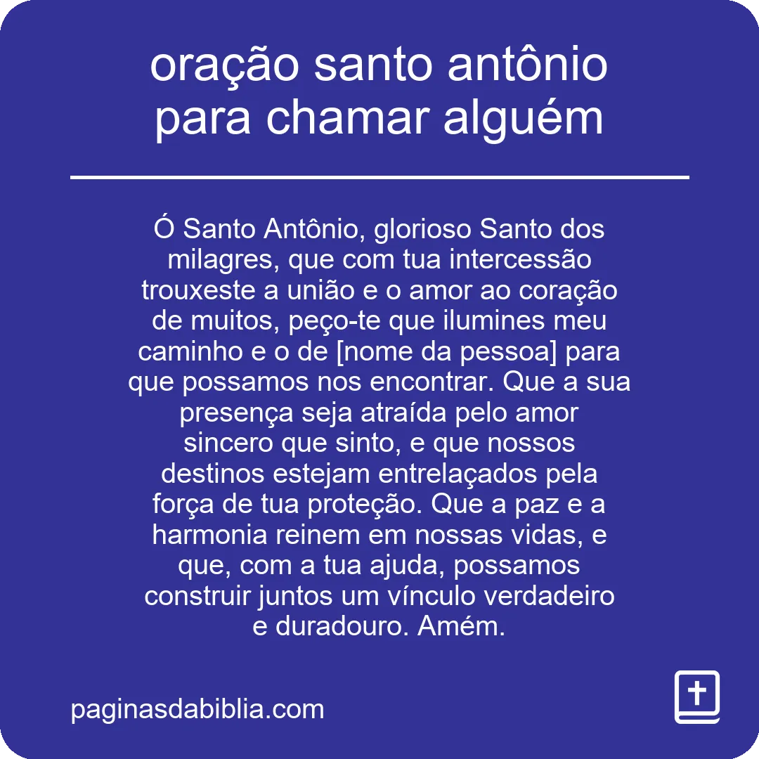 oração santo antônio para chamar alguém