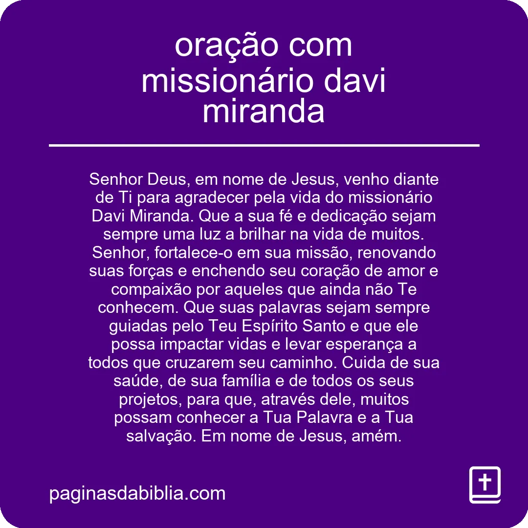 oração com missionário davi miranda