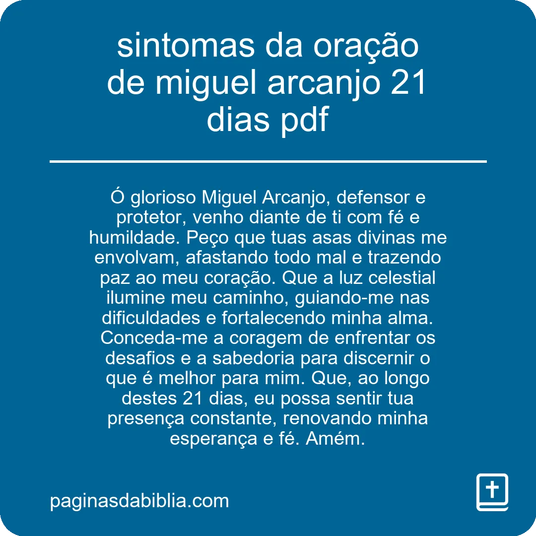 sintomas da oração de miguel arcanjo 21 dias pdf