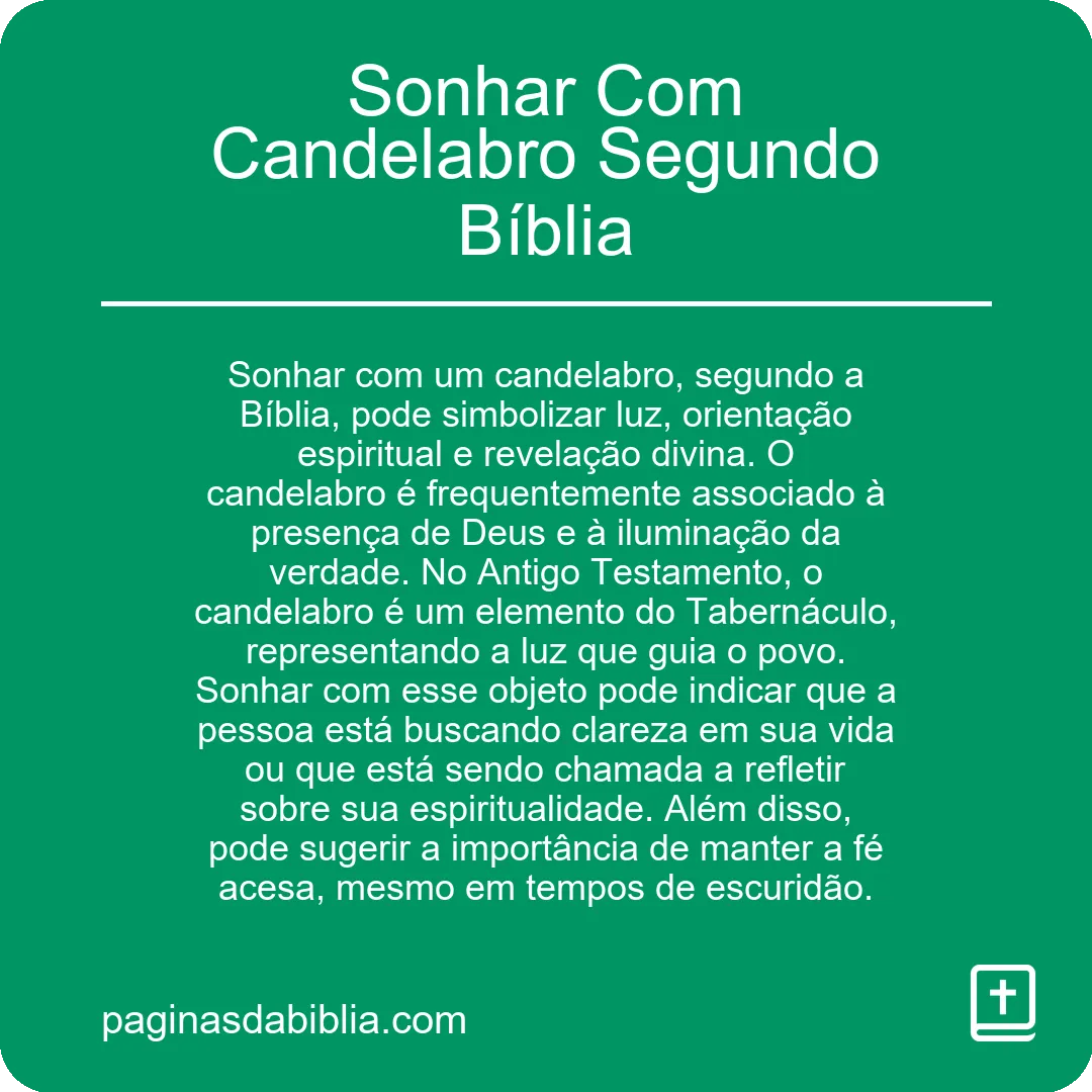 Sonhar Com Candelabro Segundo Bíblia