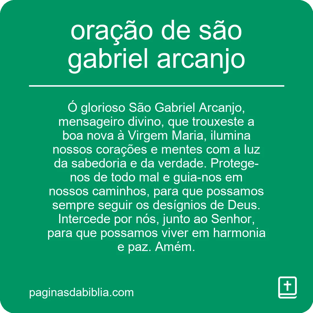 oração de são gabriel arcanjo