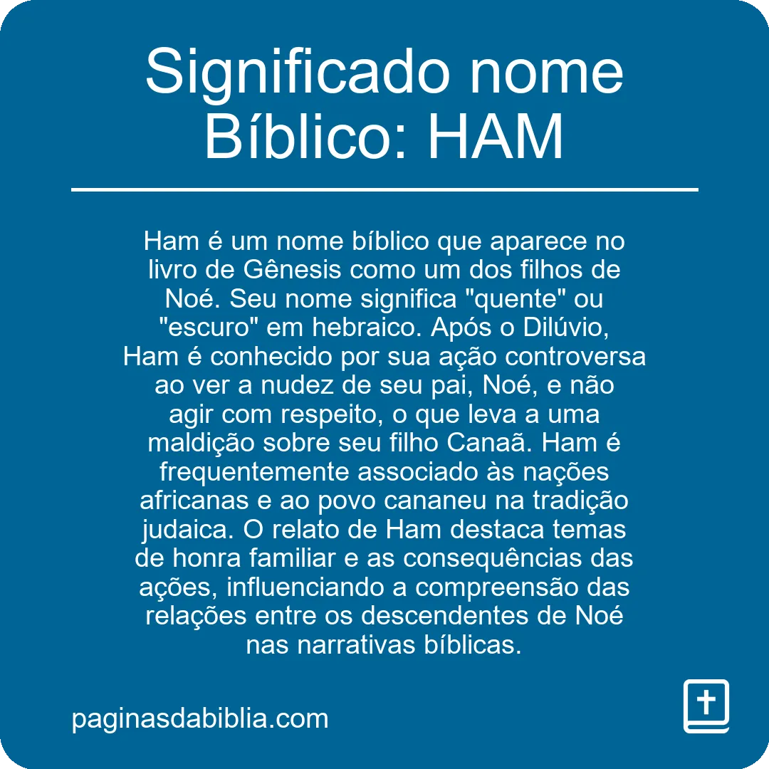 Significado nome Bíblico: HAM