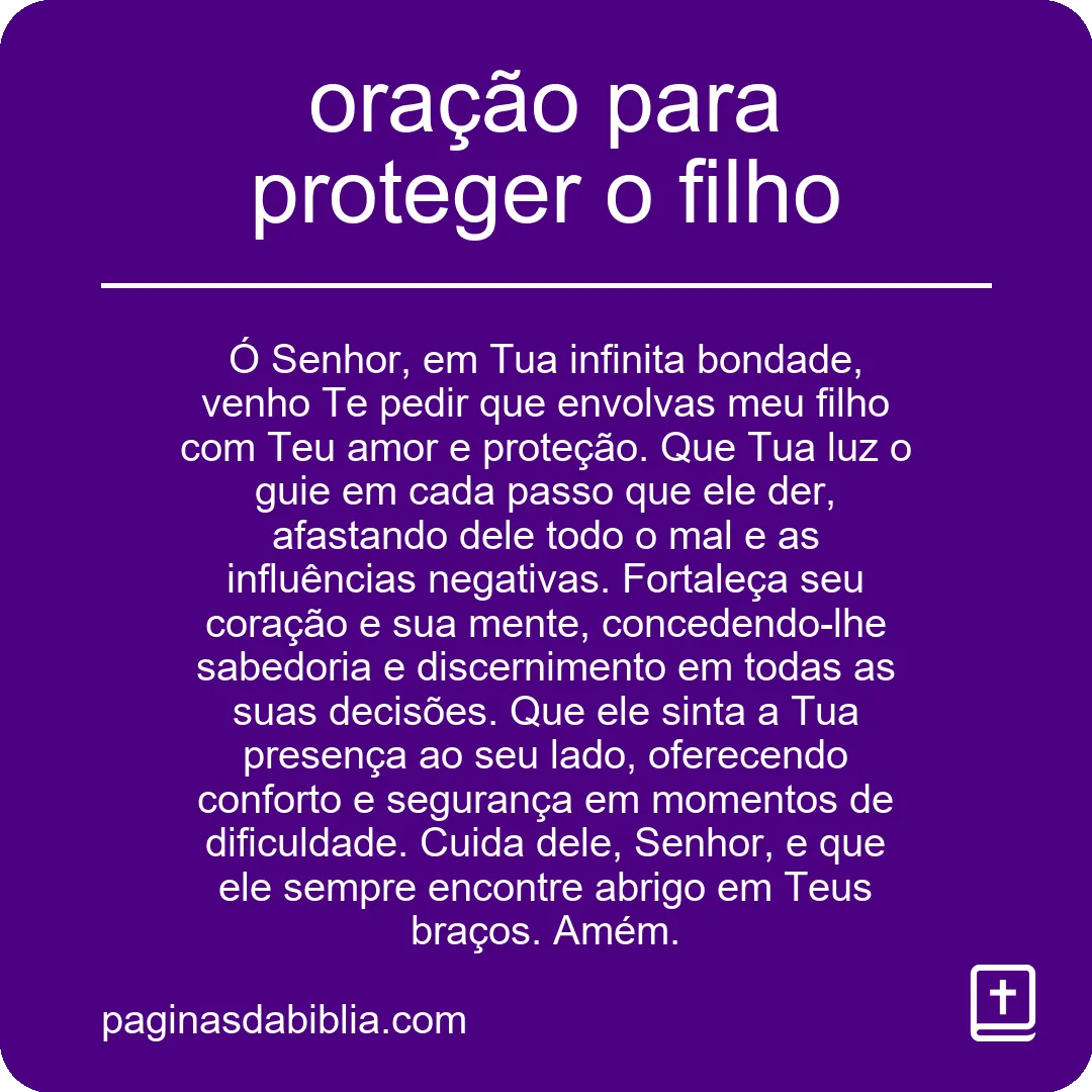 oração para proteger o filho