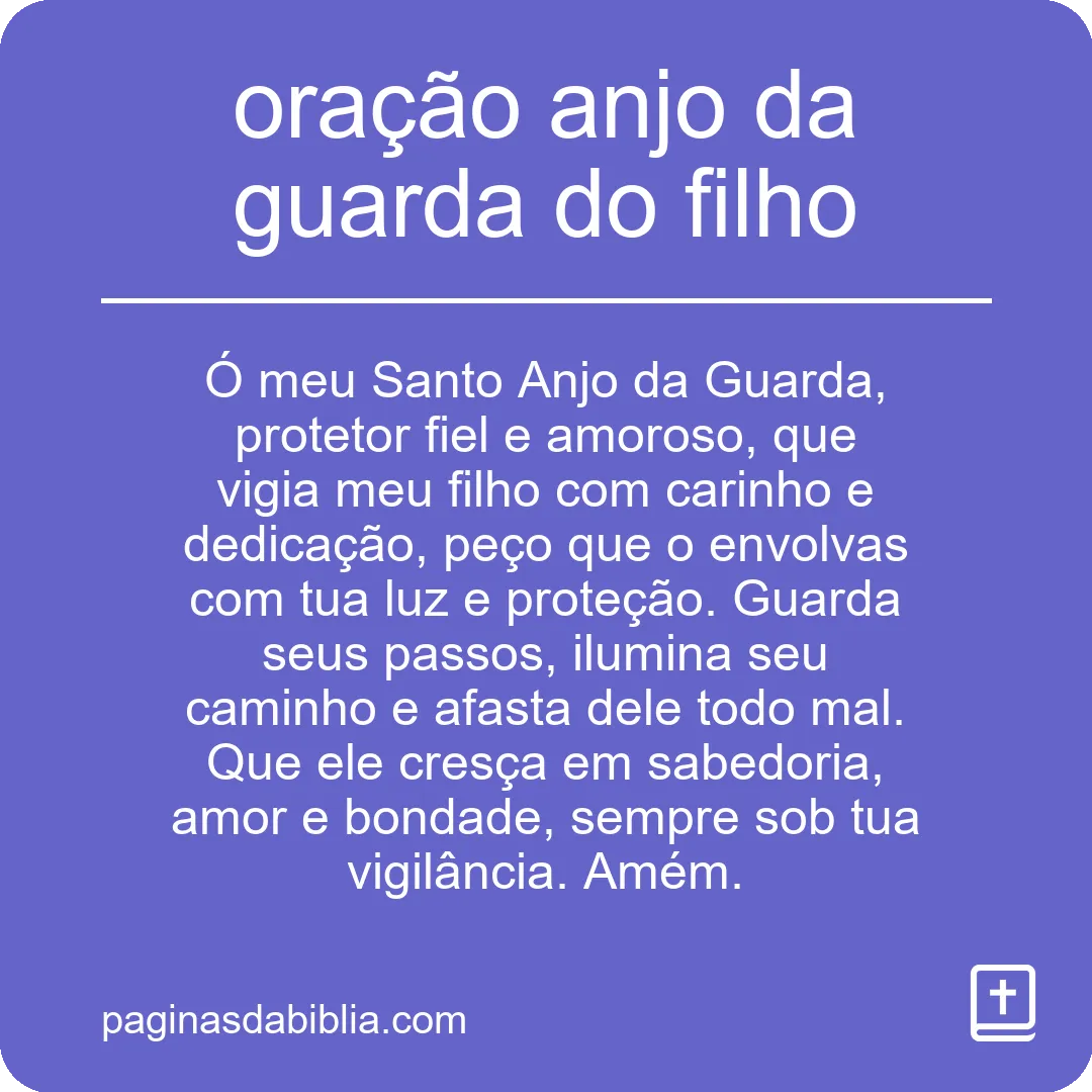 oração anjo da guarda do filho