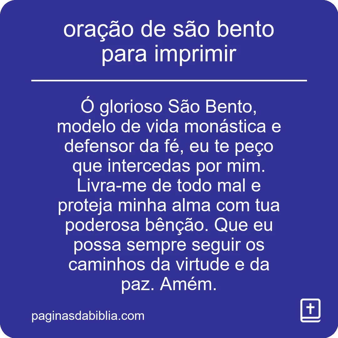 oração de são bento para imprimir