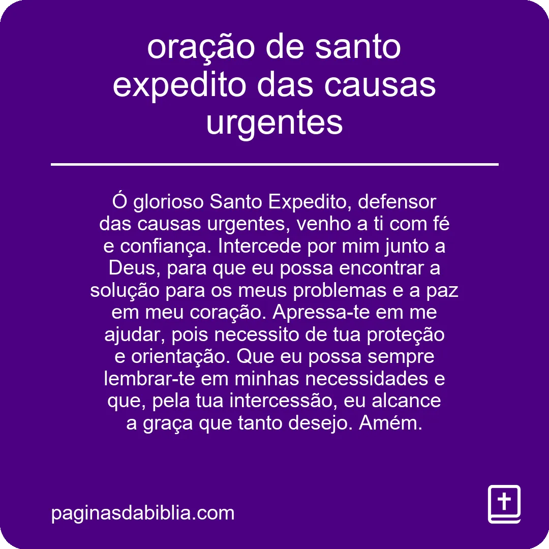 oração de santo expedito das causas urgentes