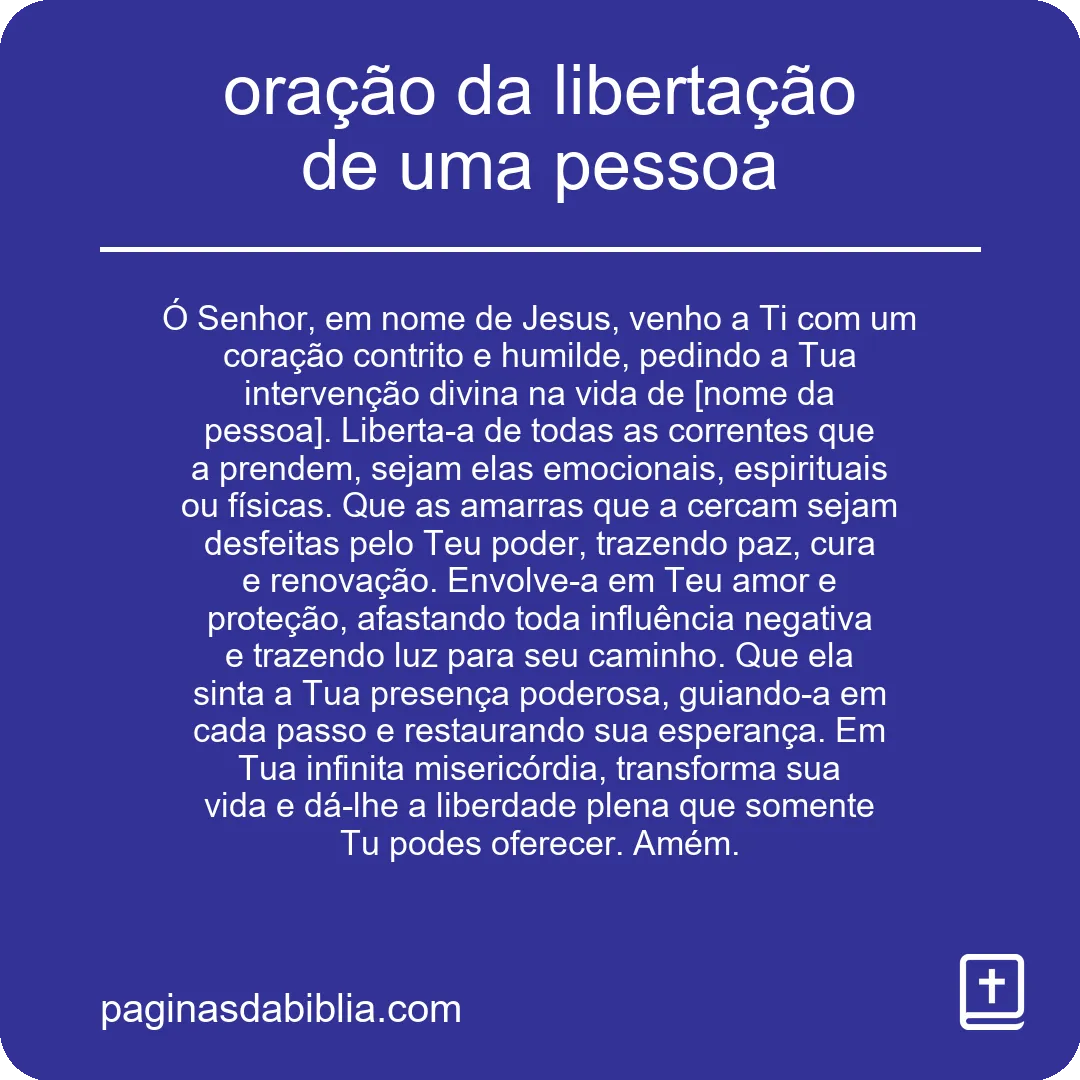 oração da libertação de uma pessoa