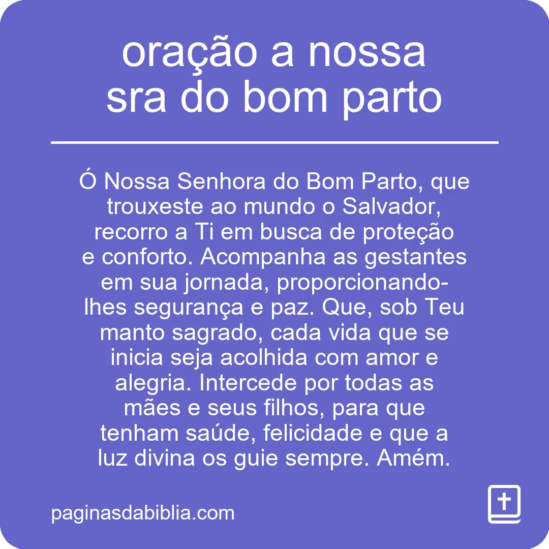 oração a nossa sra do bom parto