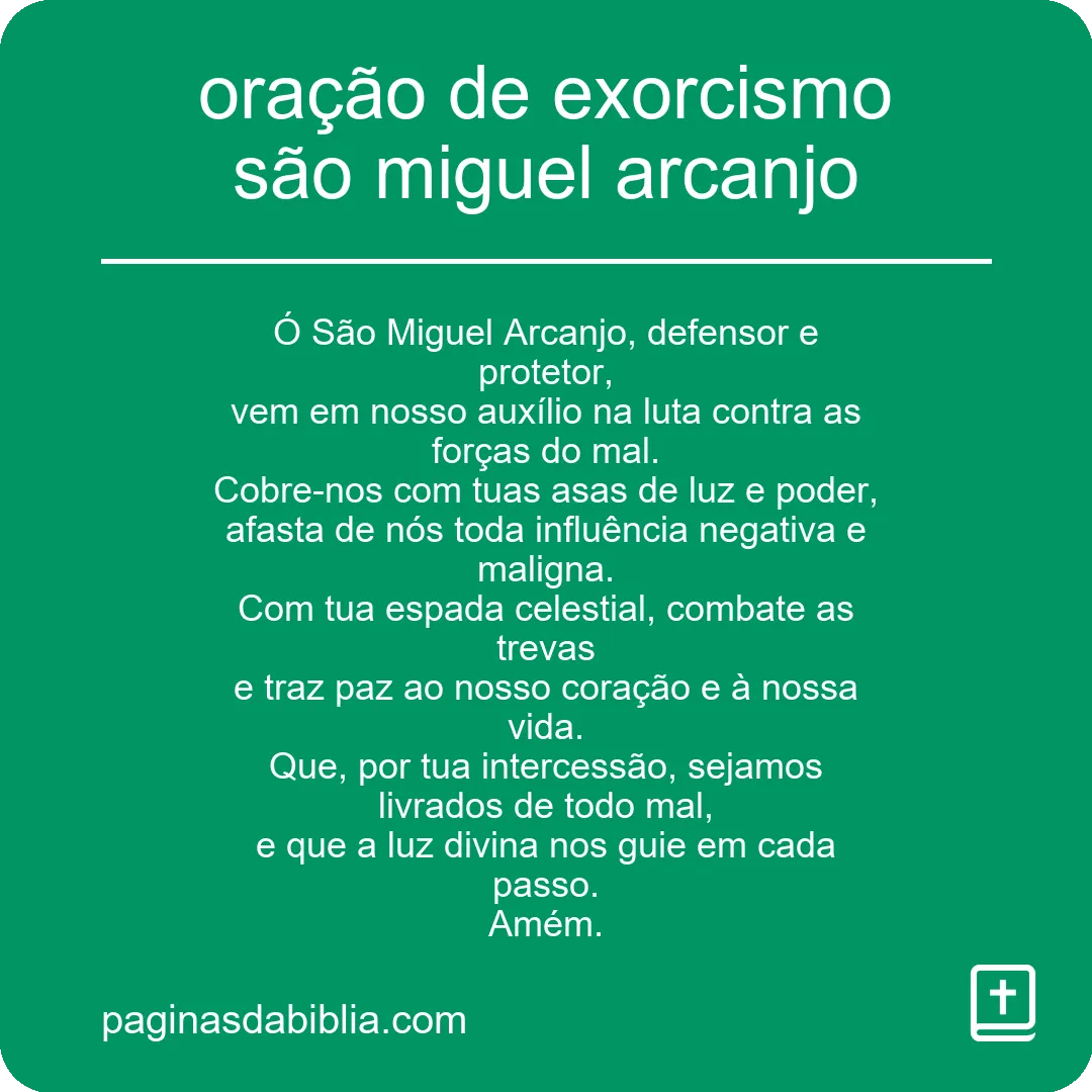 oração de exorcismo são miguel arcanjo