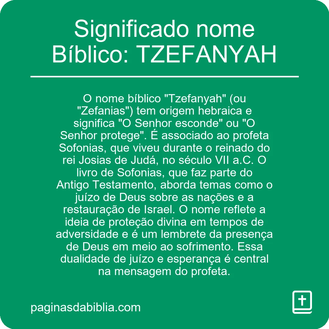 Significado nome Bíblico: TZEFANYAH