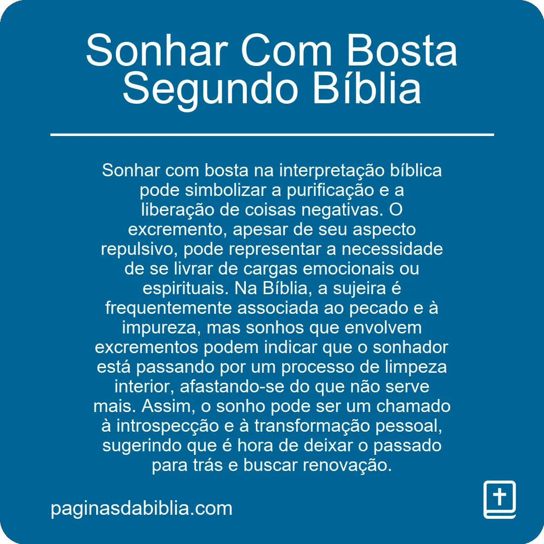 Sonhar Com Bosta Segundo Bíblia