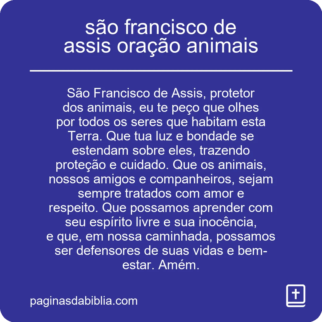 são francisco de assis oração animais