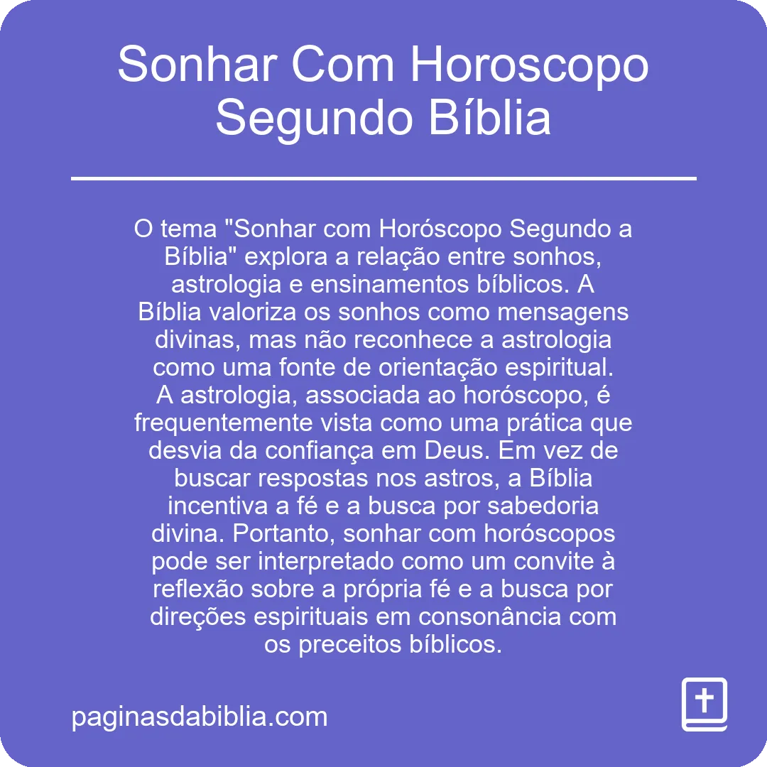 Sonhar Com Horoscopo Segundo Bíblia