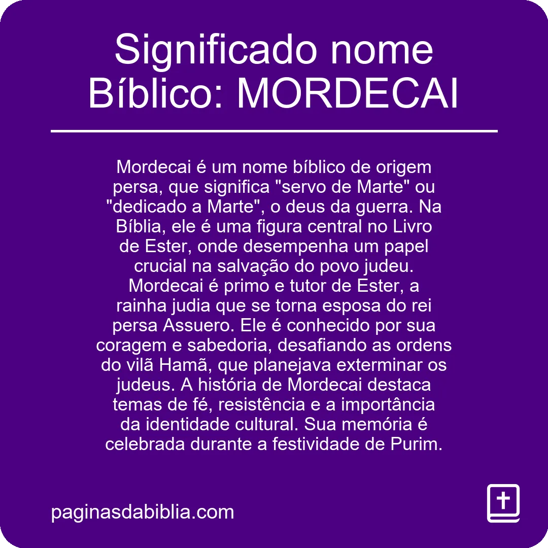 Significado nome Bíblico: MORDECAI