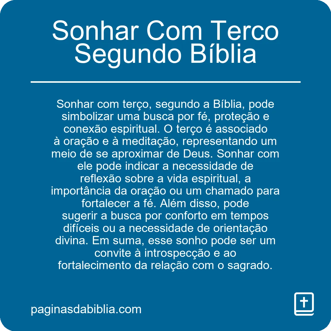 Sonhar Com Terco Segundo Bíblia