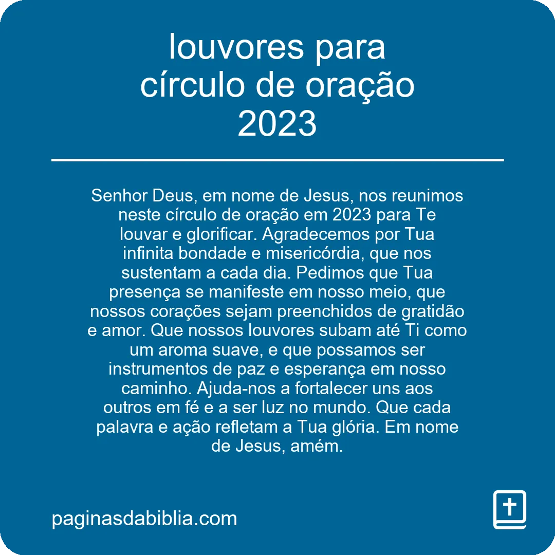 louvores para círculo de oração 2023