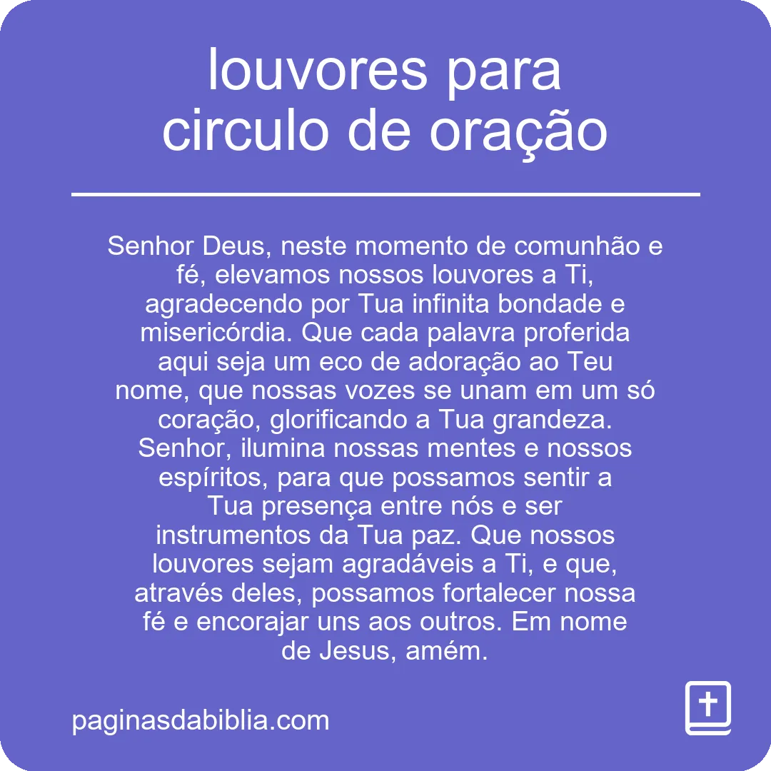 louvores para circulo de oração