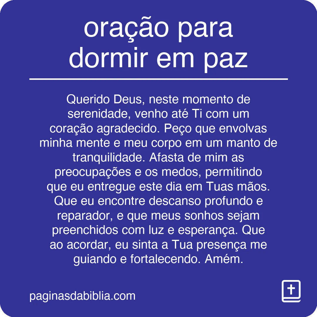 oração para dormir em paz