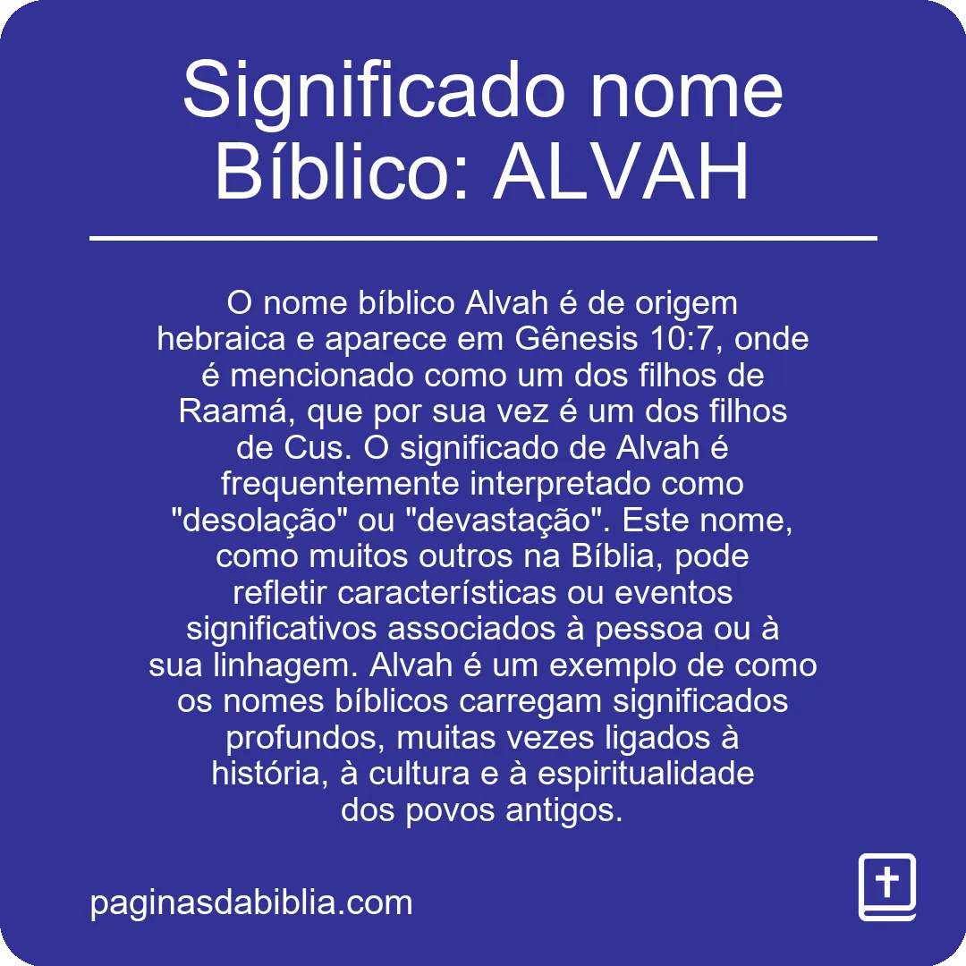 Significado nome Bíblico: ALVAH