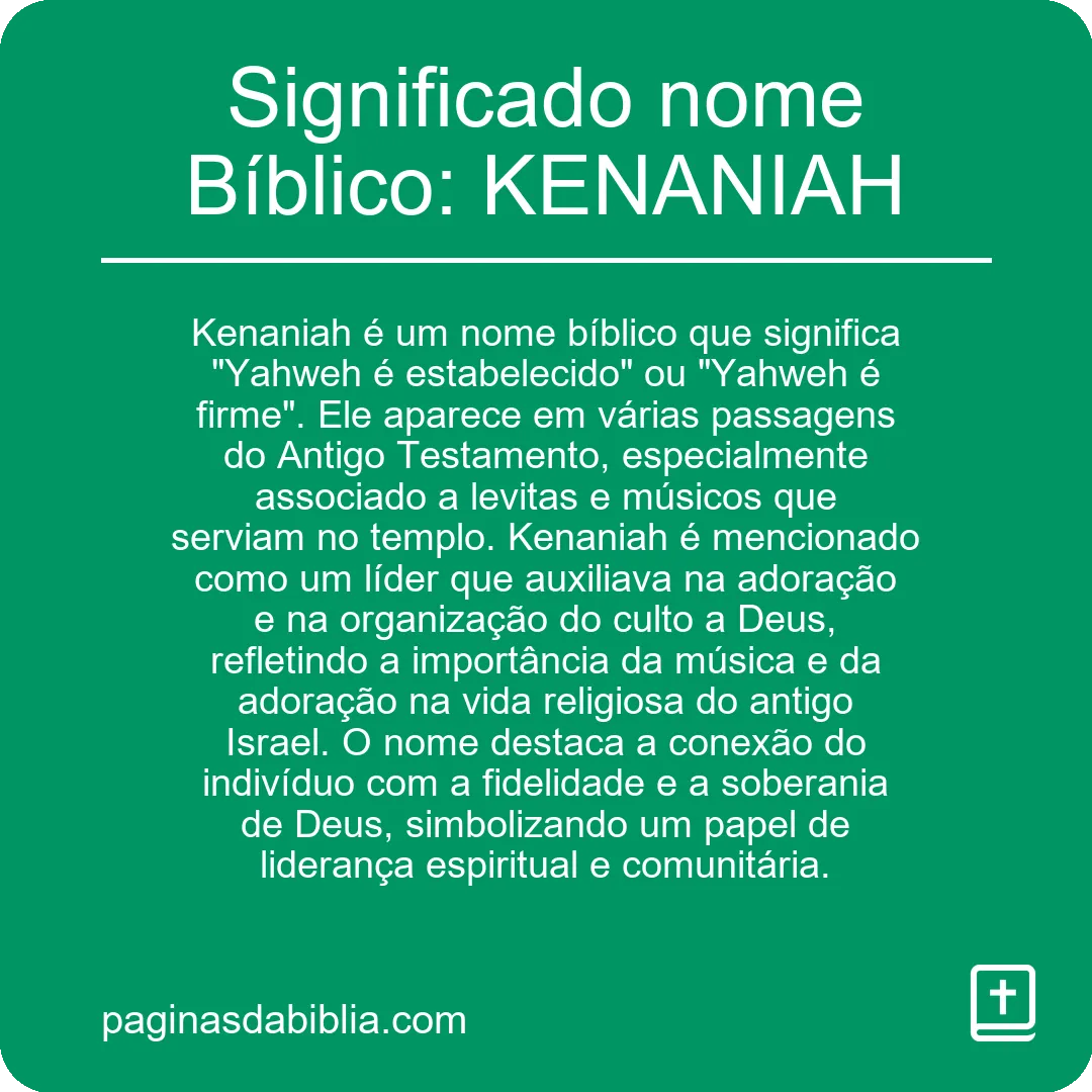 Significado nome Bíblico: KENANIAH