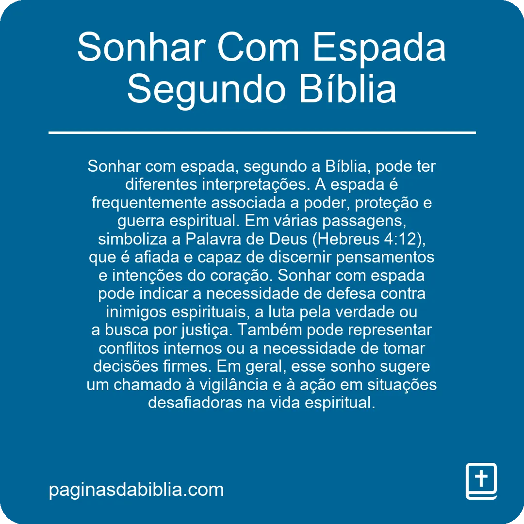 Sonhar Com Espada Segundo Bíblia