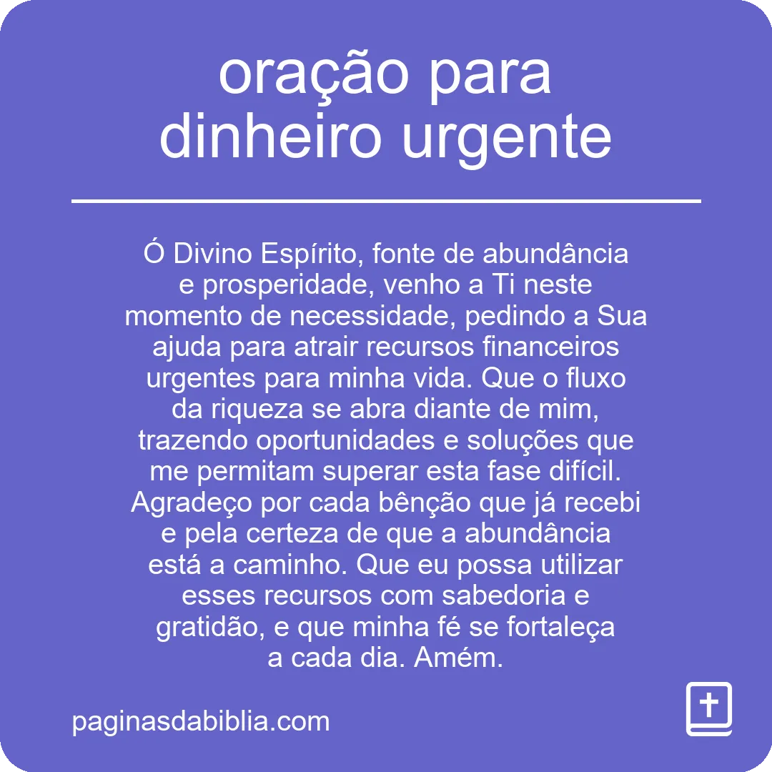 oração para dinheiro urgente