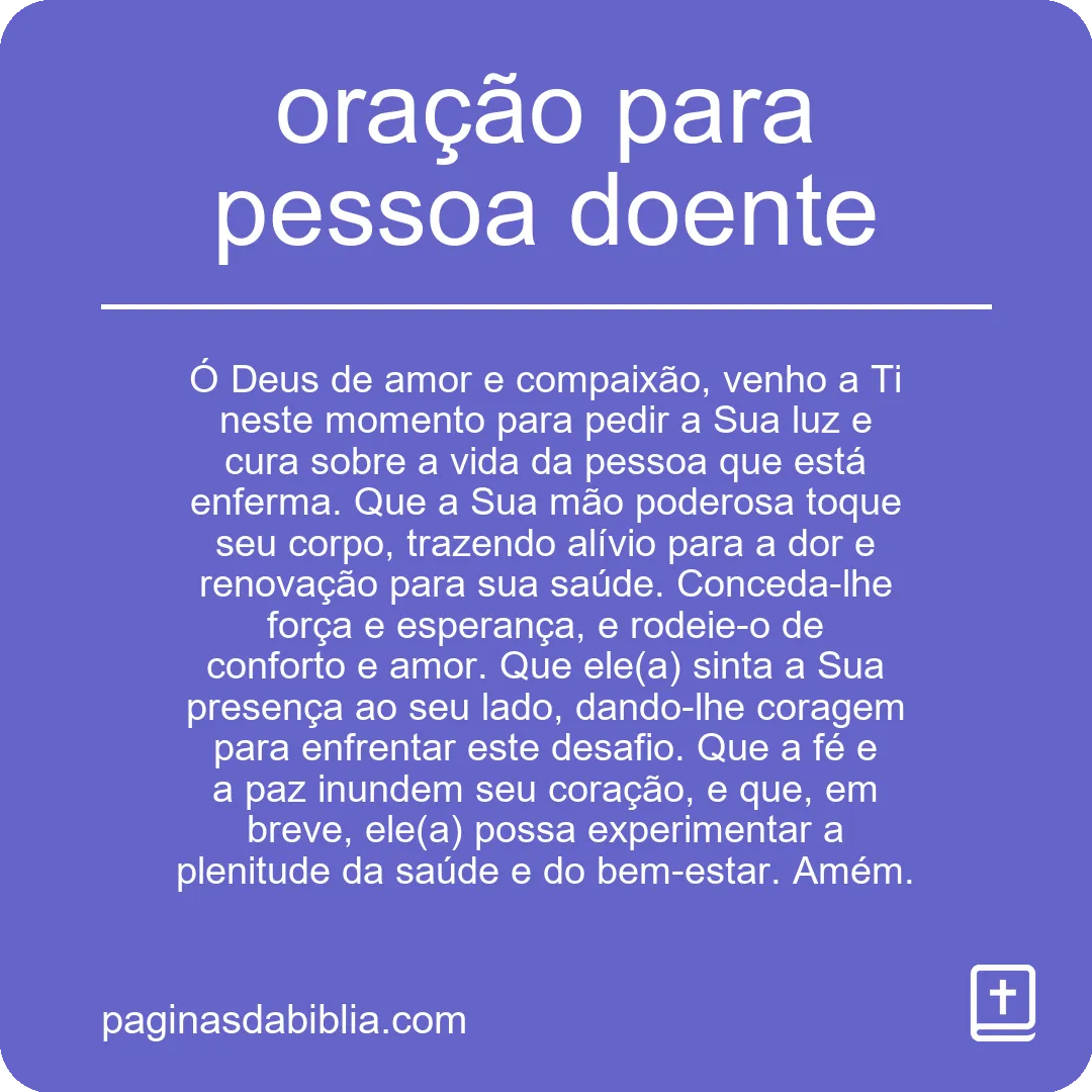 oração para pessoa doente