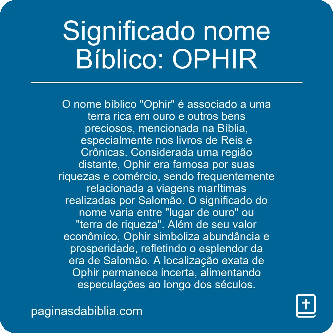 Significado nome Bíblico: OPHIR