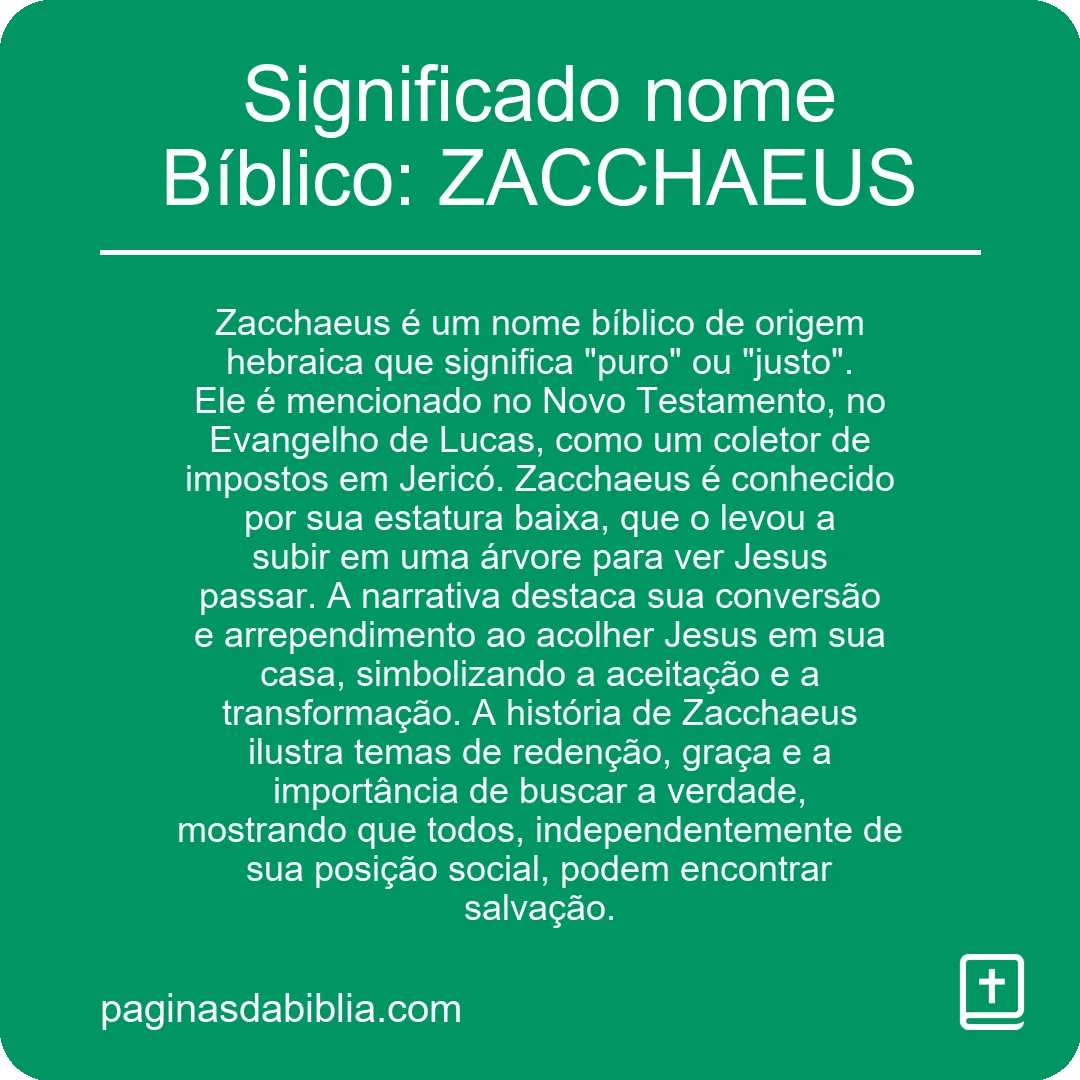 Significado nome Bíblico: ZACCHAEUS