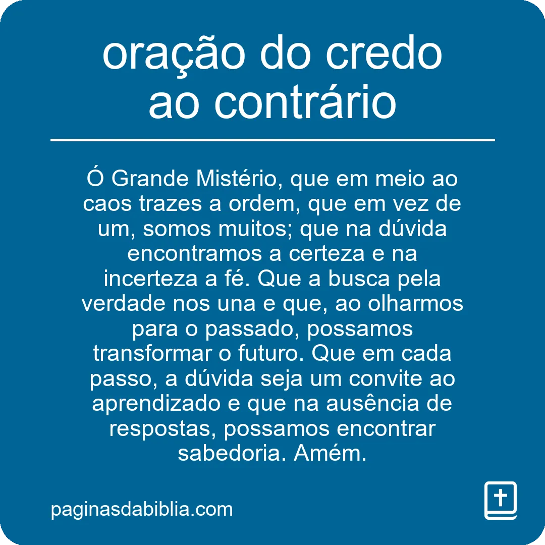 oração do credo ao contrário