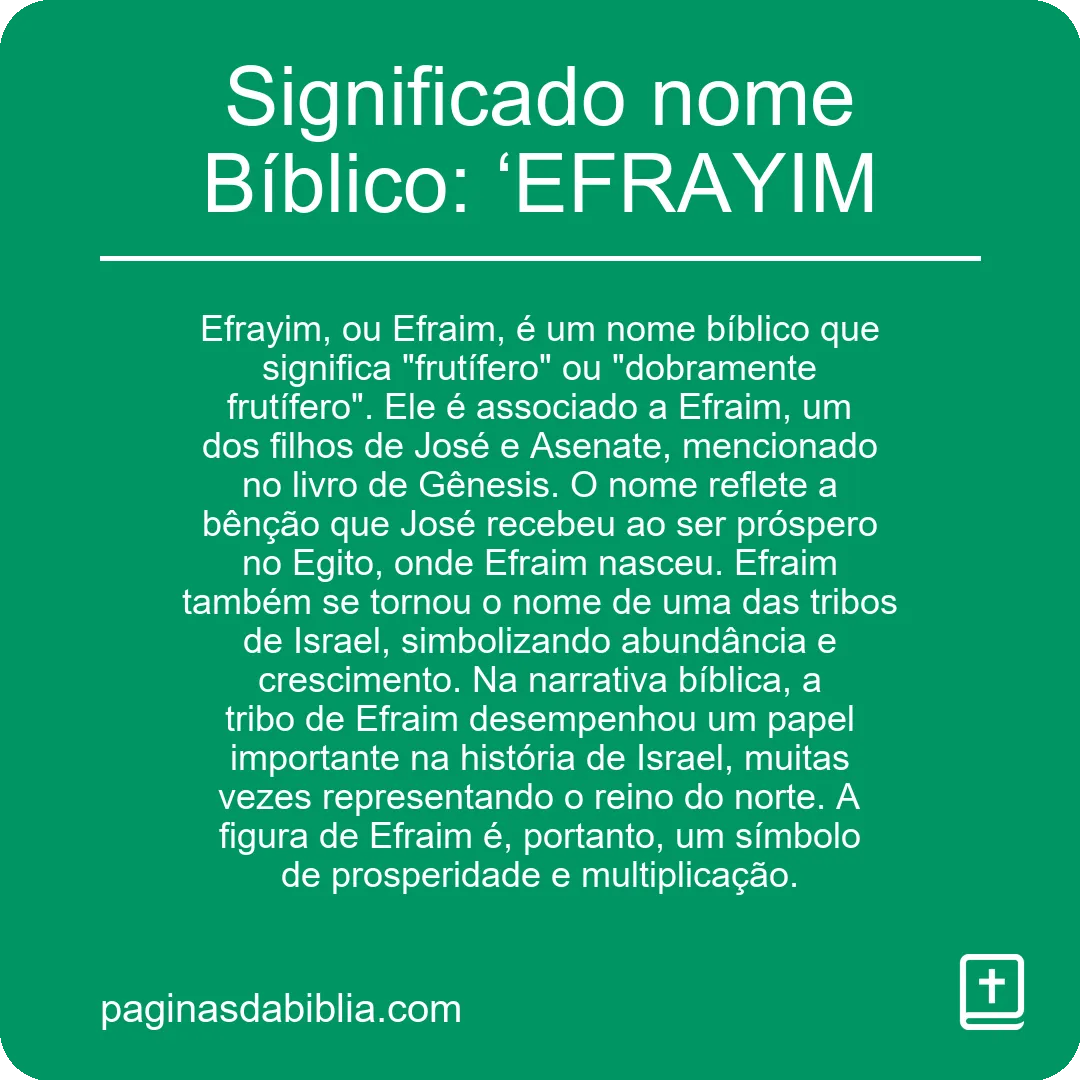 Significado nome Bíblico: ‘EFRAYIM