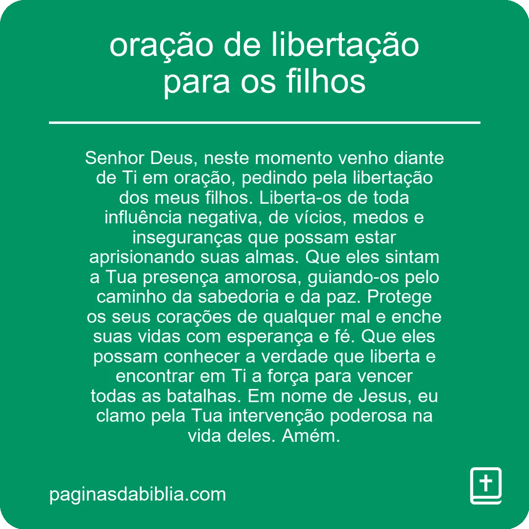 oração de libertação para os filhos