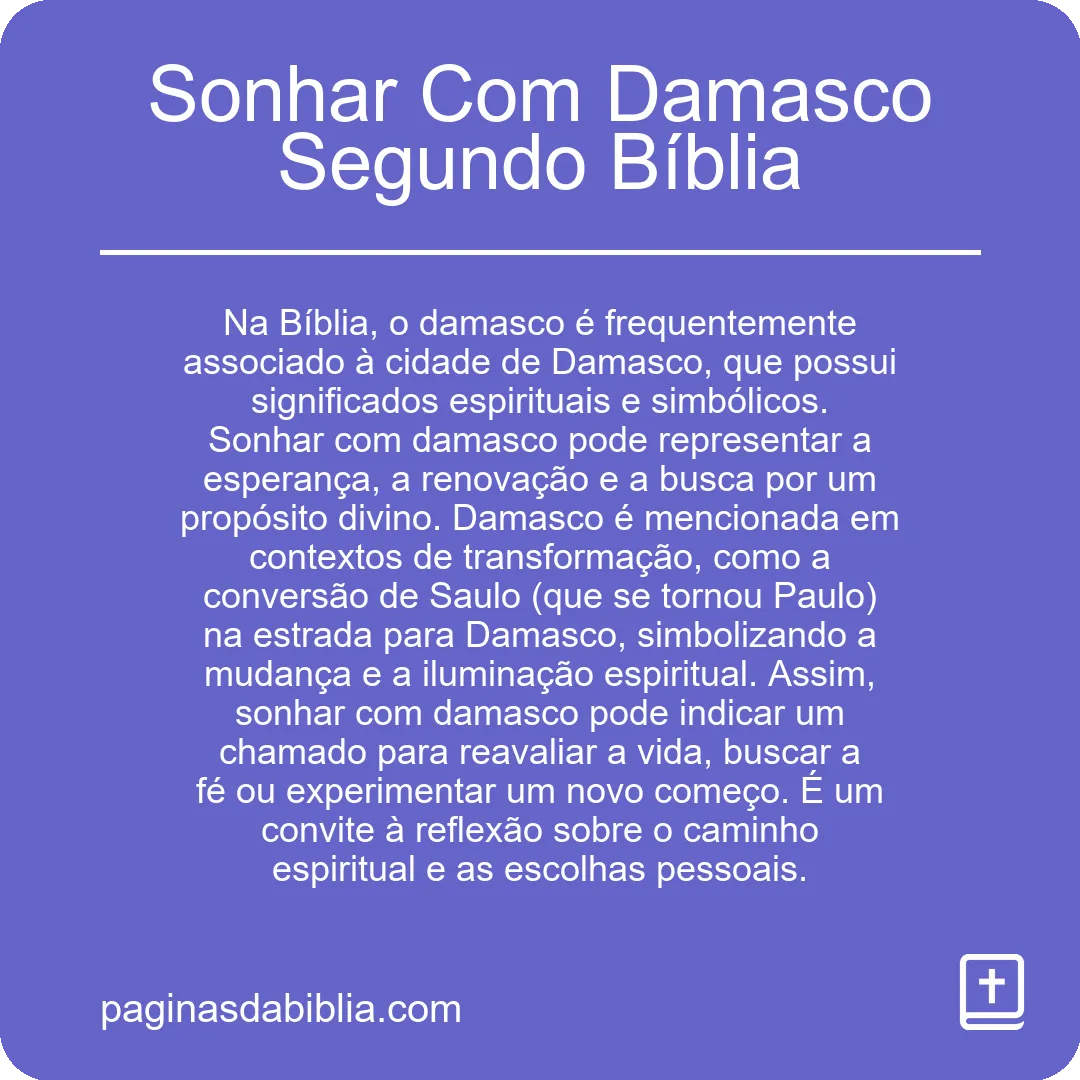 Sonhar Com Damasco Segundo Bíblia