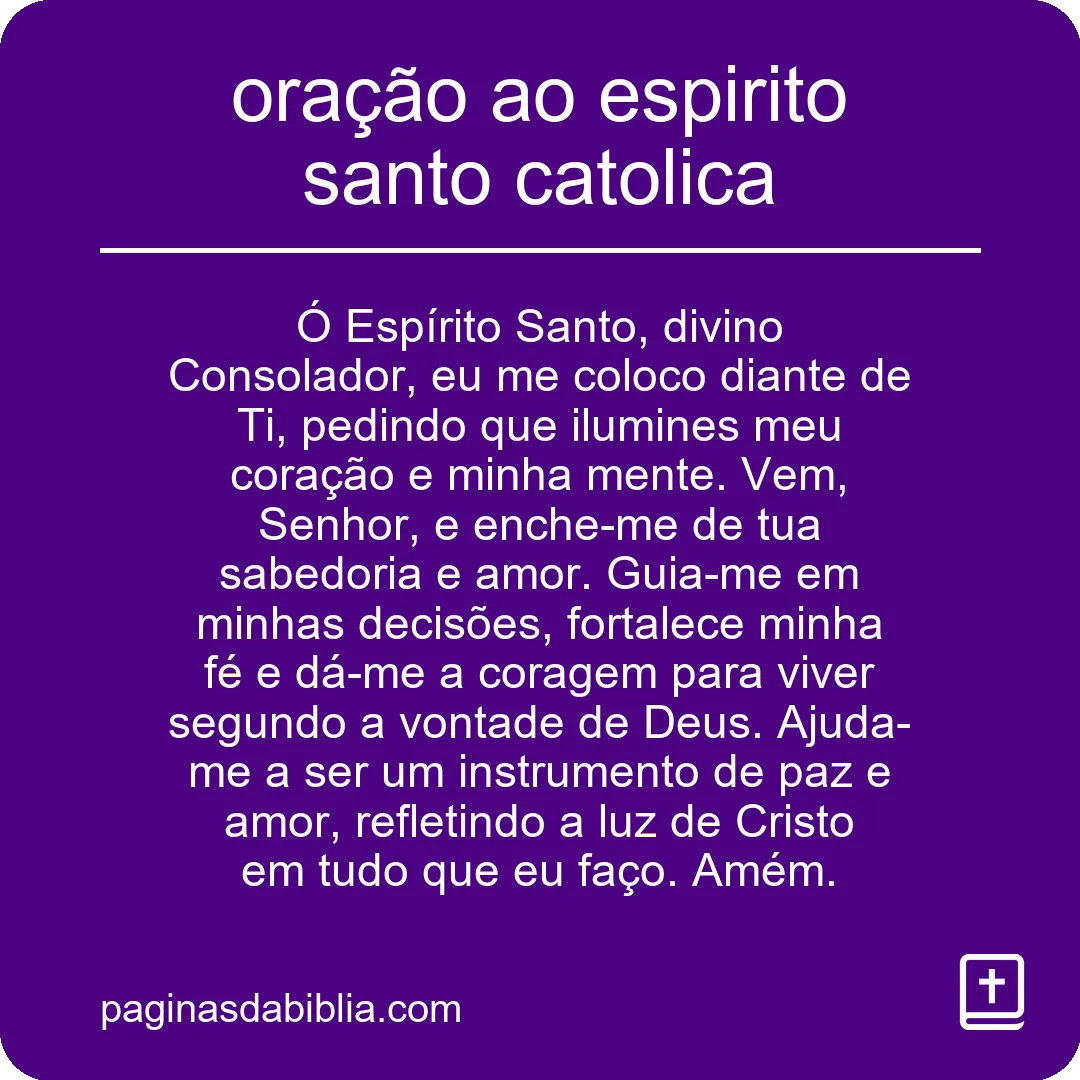 oração ao espirito santo catolica