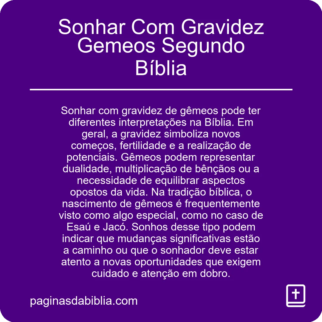 Sonhar Com Gravidez Gemeos Segundo Bíblia