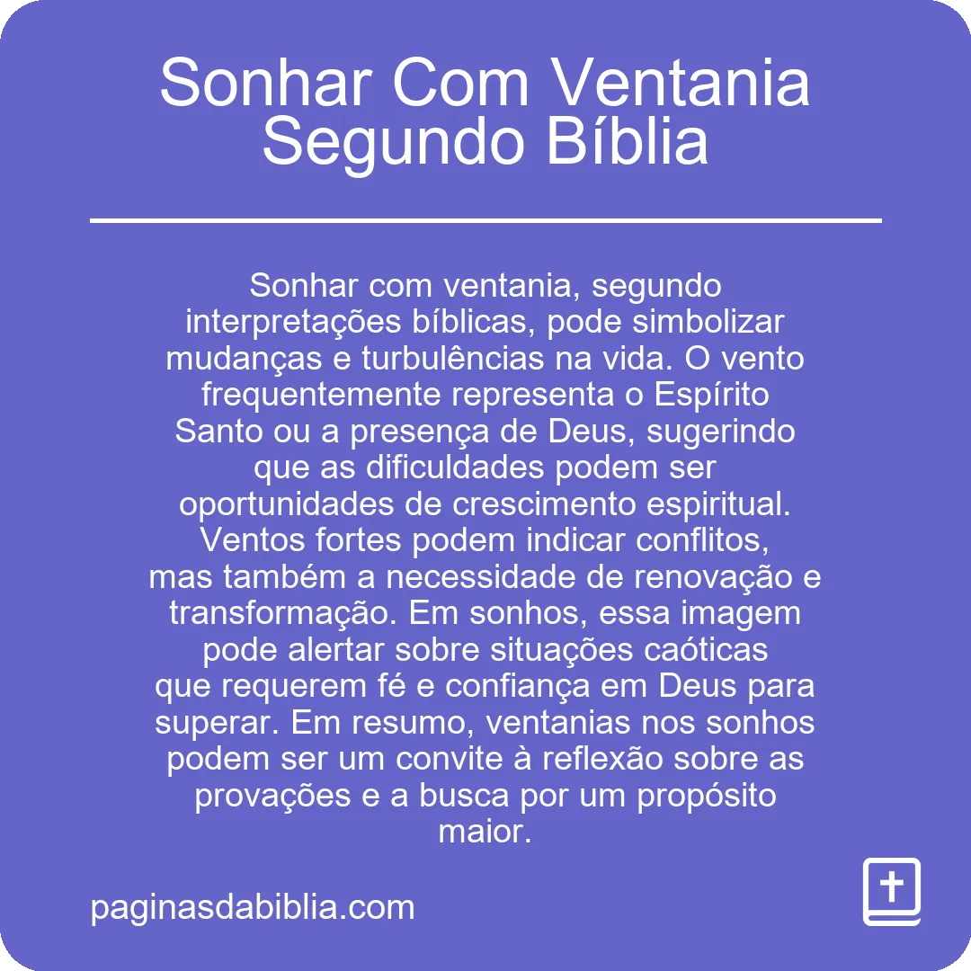 Sonhar Com Ventania Segundo Bíblia